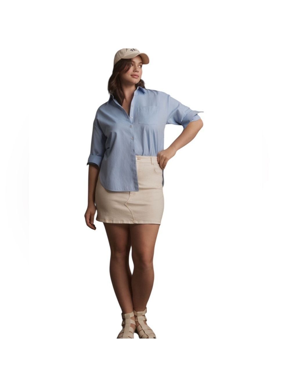 Pilcro Plus Denim Mini Skirt Beige Size 22W NWT